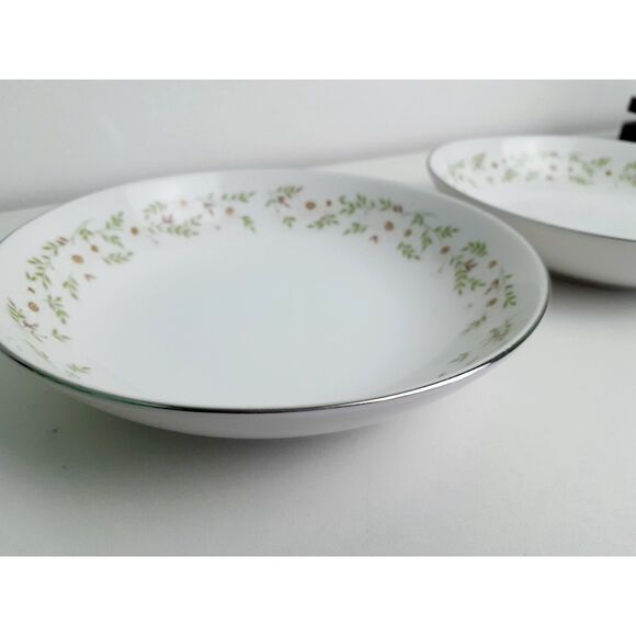 Vintage M Japan 3617- SUZI  Floral Trim Saucer Salad Bowl White Floral Lot 2 - Picture 4 of 9